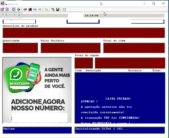 Tela remota do PDV via VNC